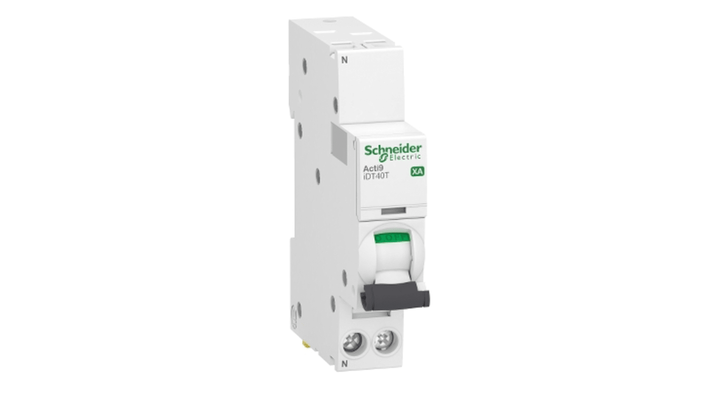 Schneider Electric Acti 9 Acti9 iDT40T XA MCB, 1P+N, 40A Curve C, 230V AC