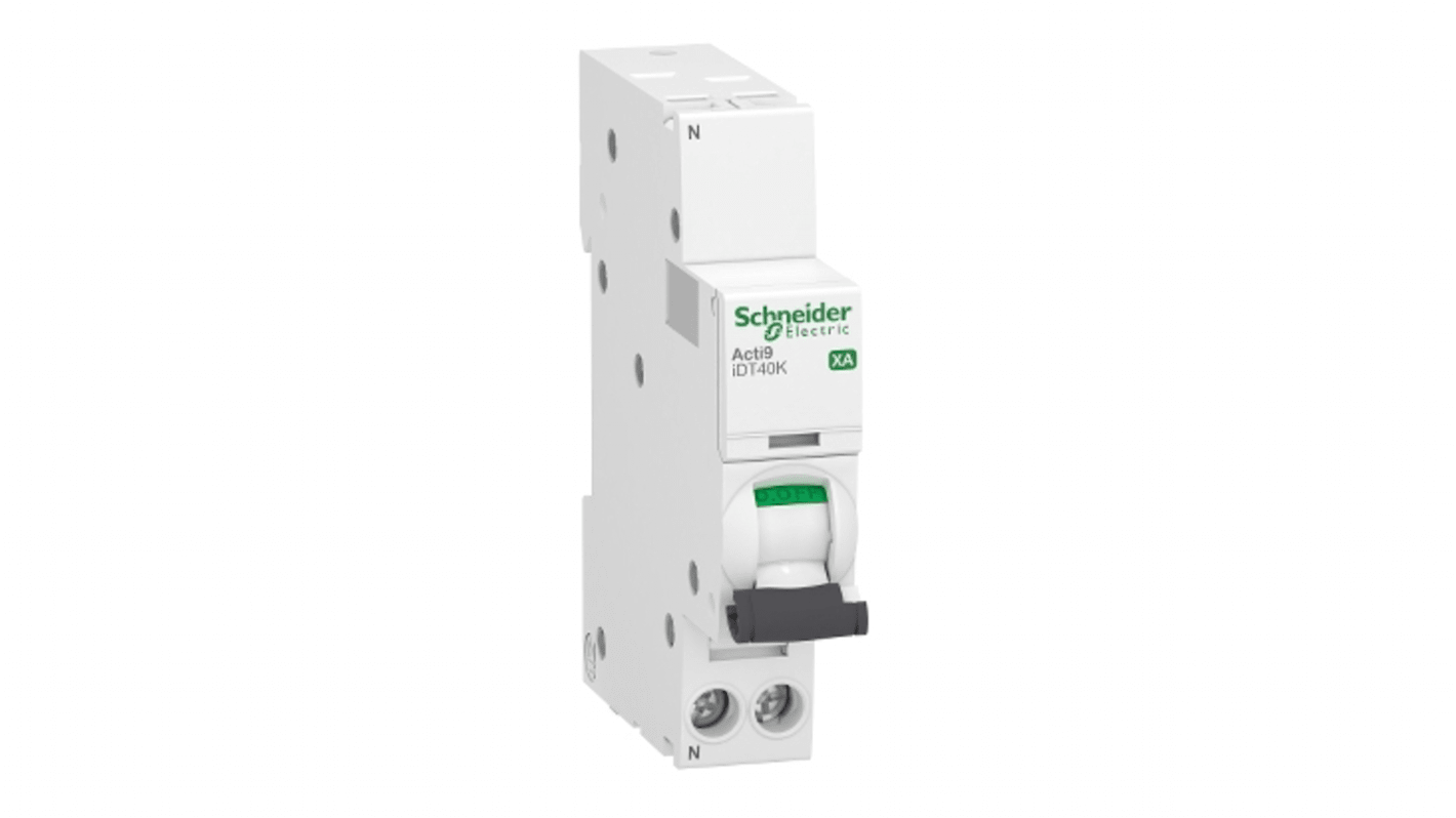 Schneider Electric Acti 9 Acti9 iDT40K XA MCB, 1+N, 6A Curve C, 230V AC