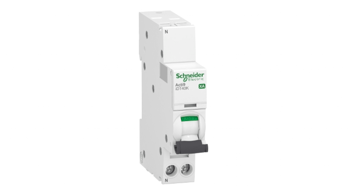 Schneider Electric Acti 9 Acti9 iDT40K XA MCB, 1P+N, 6A Curve C, 230V AC