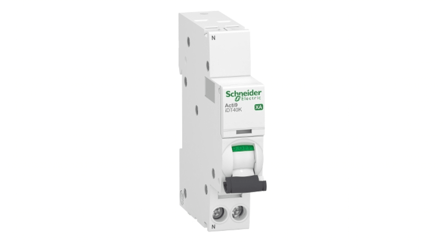 Schneider Electric Acti 9 Acti9 iDT40K XA MCB, 1P+N, 20A Curve C, 230V AC