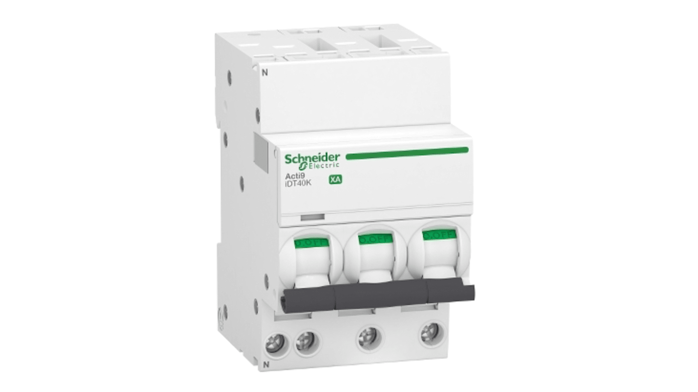 Schneider Electric Acti 9 Acti9 iDT40K XA MCB, 3+N, 16A Curve C, 230V AC