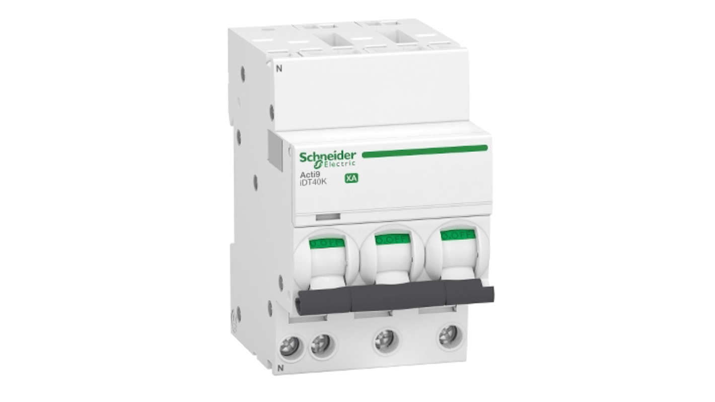 Schneider Electric Acti 9 Acti9 iDT40K XA MCB, 3+N, 20A Curve C, 230V AC