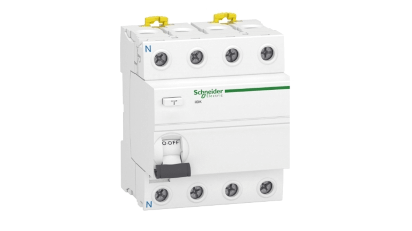 Interruptor diferencial Schneider Electric, 25A Tipo AC, 4 Polos, 30mA Acti9 380 → 415V ac
