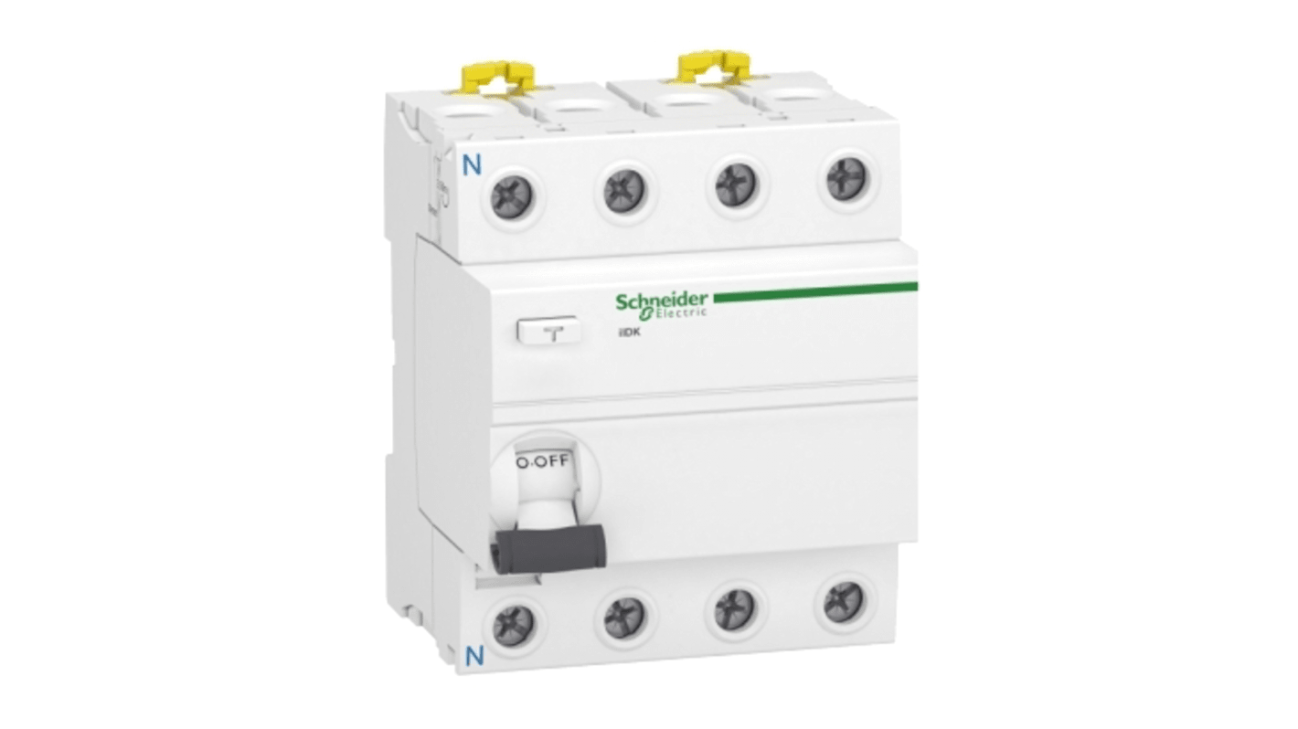 Interruptor diferencial Schneider Electric, 40A Tipo AC, 4 Polos, 30mA Acti9 380 → 415V ac