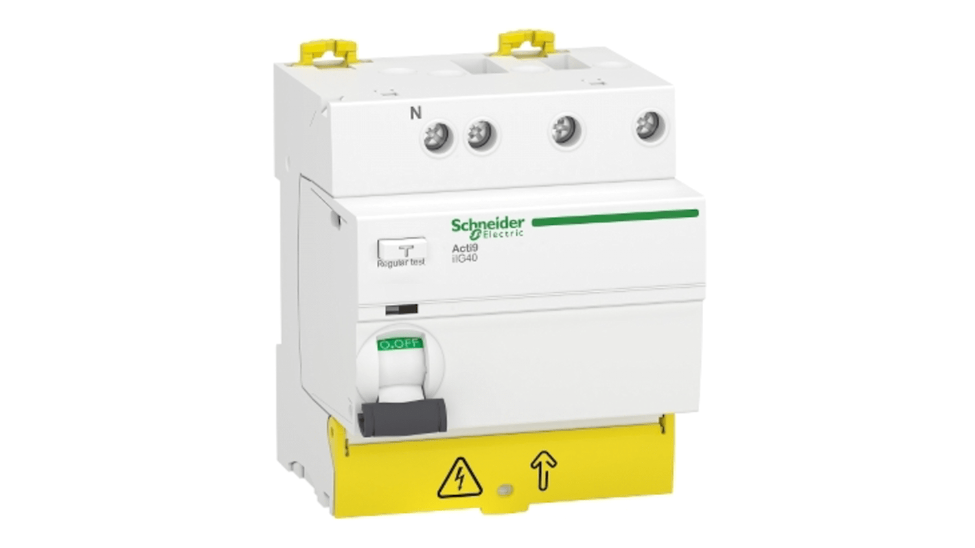 Schneider Electric Acti9 iIG40 RCCB, 3P+N-polig, 63A, 30mA Typ AC Acti9 380 → 415V ac