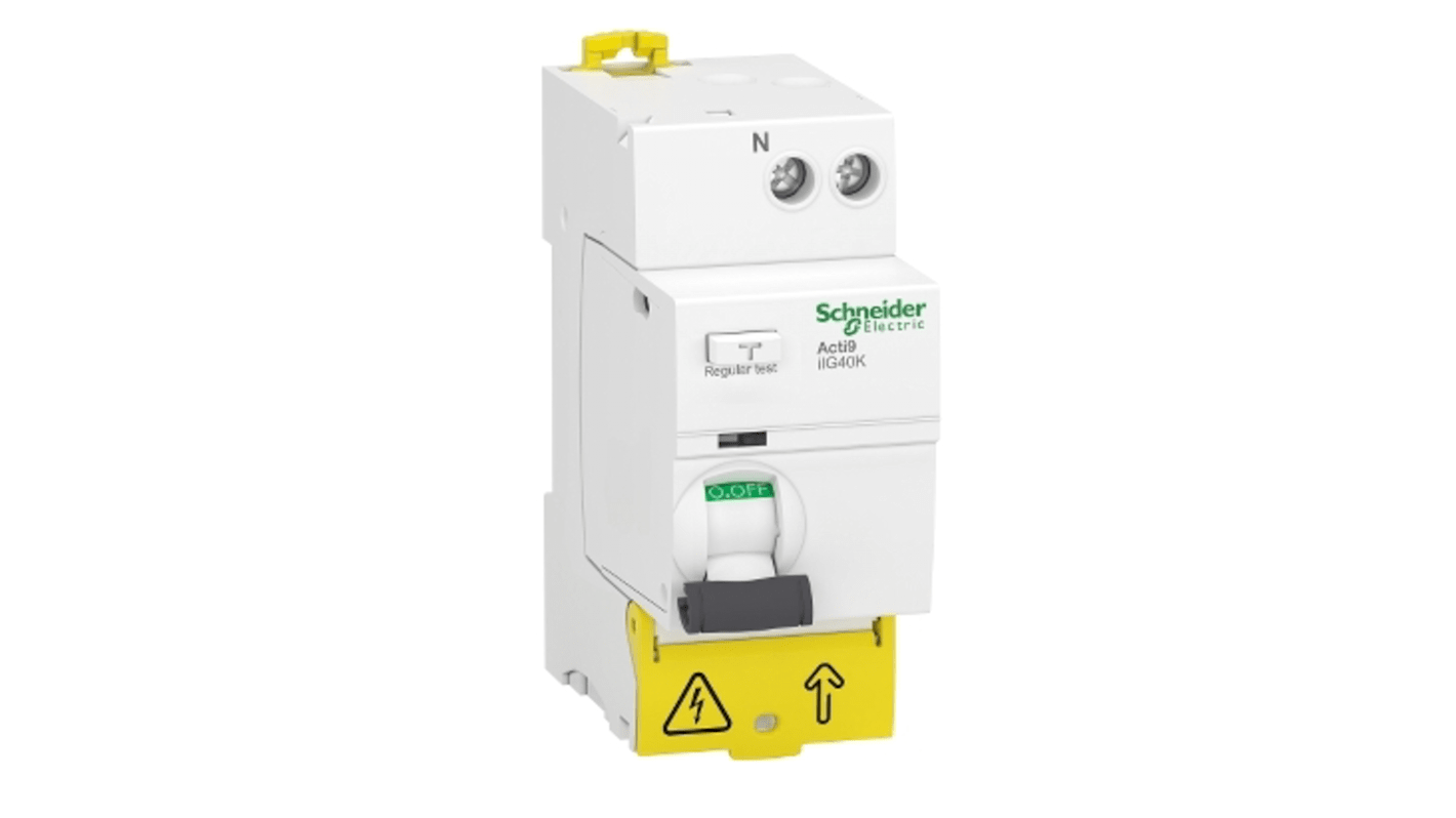 Schneider Electric Acti9 iIG40K RCCB, 40A, 1+N Pole, 30mA, Type AC, 220 → 240V ac