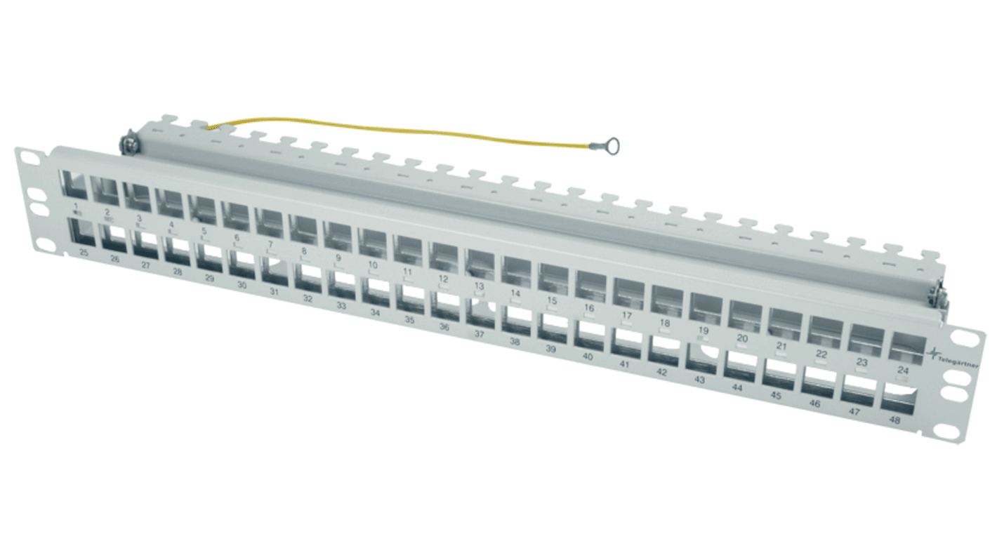 Telegartner Telegartner Data Series Cat5e, Cat6, Cat6a 48 Port RJ45 Patch Panel Shielded, Unshielded 1U Light Grey