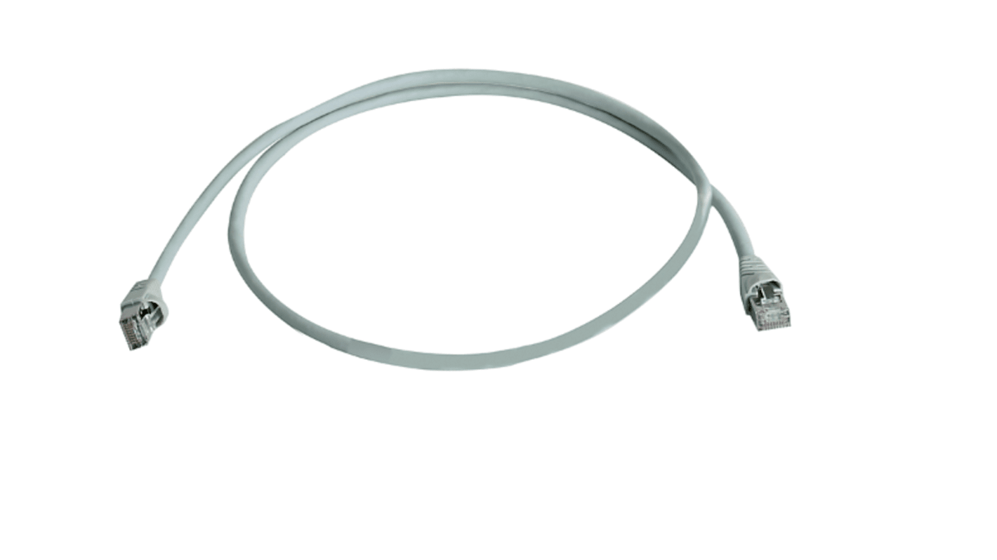 Cable Ethernet Cat6a S/FTP Telegartner de color Gris, long. 1m, Libre de halógenos y bajo nivel de humo (LSZH)