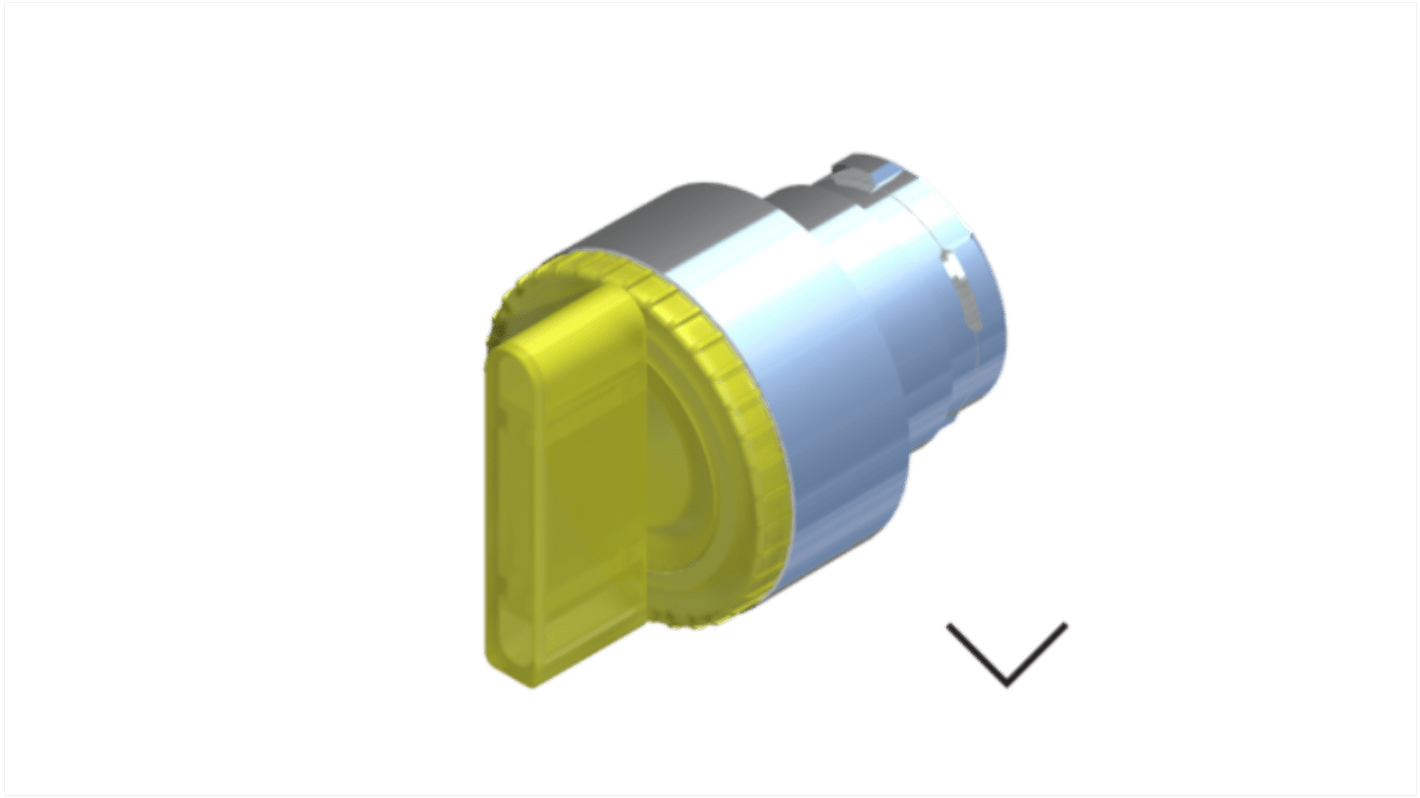 RS PRO 2 Position Selector Switch Head, 22.5mm Cutout, Yellow Handle