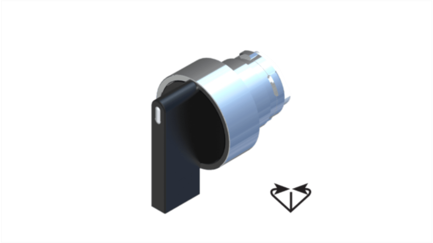 RS PRO 3 Position Selector Switch Head, 22.5mm Cutout, Black Handle
