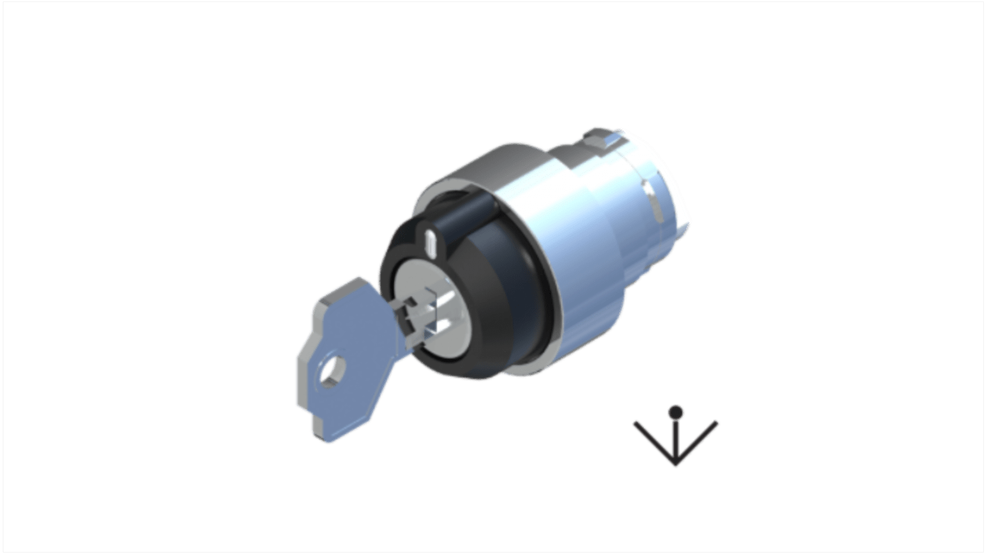 RS PRO 3-position Key Switch Head, Maintained, 22.5mm Cutout