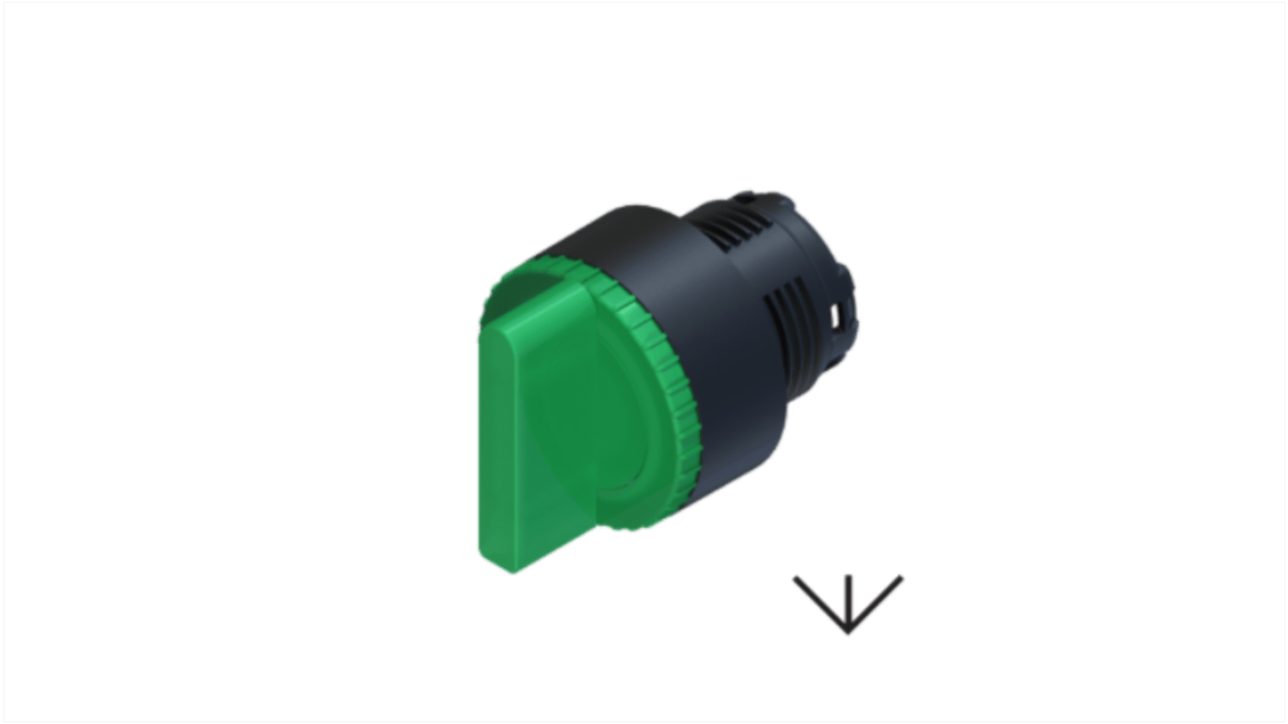 RS PRO 3 Position Selector Switch Head, 22.5mm Cutout, Green Handle