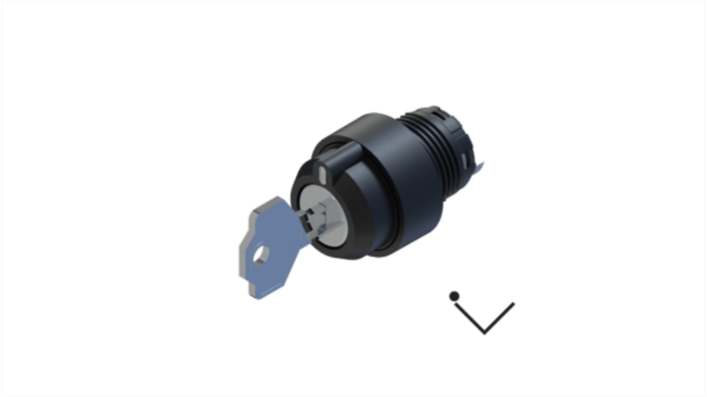 RS PRO 2-position Key Switch Head, Maintained, 22.5mm Cutout