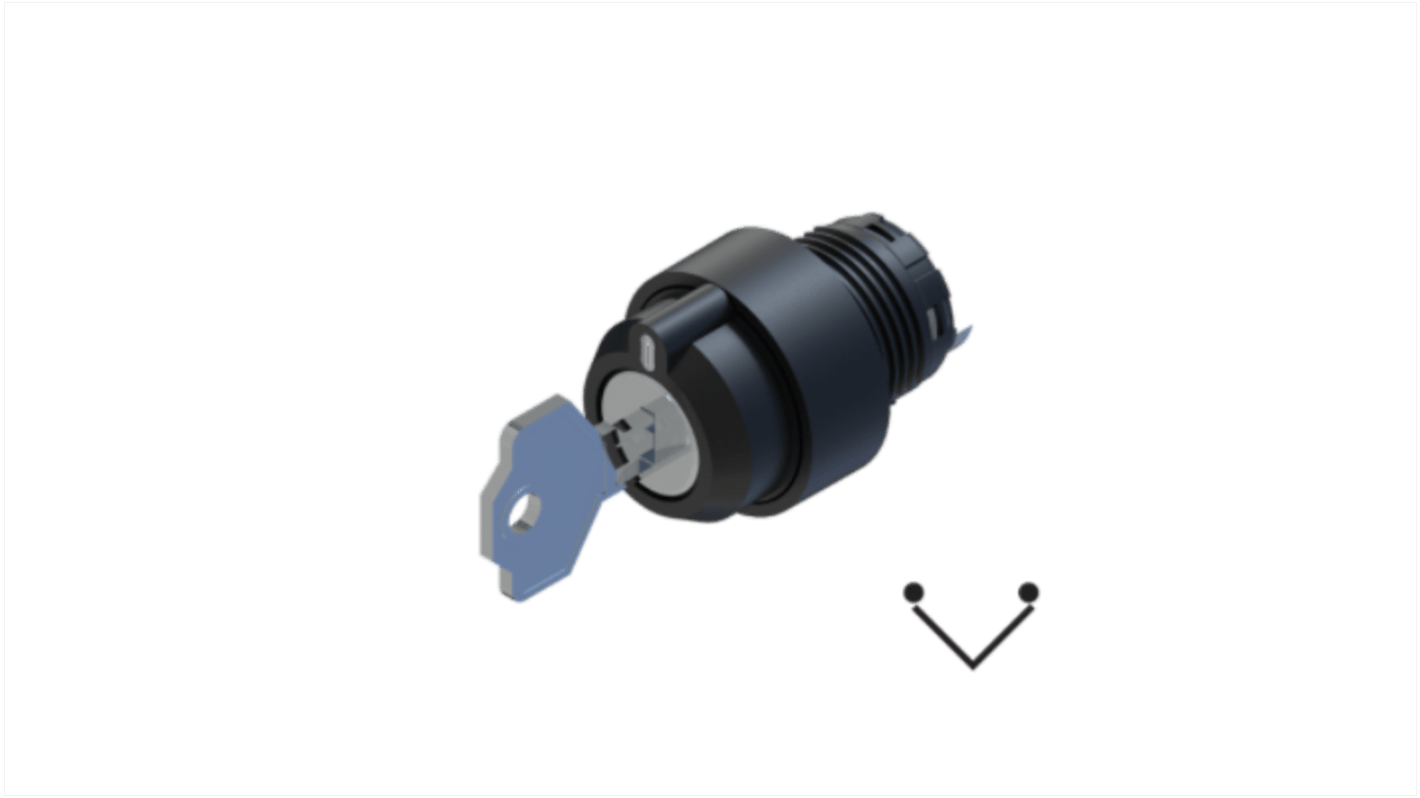 RS PRO 2-position Key Switch Head, Maintained, 22.5mm Cutout
