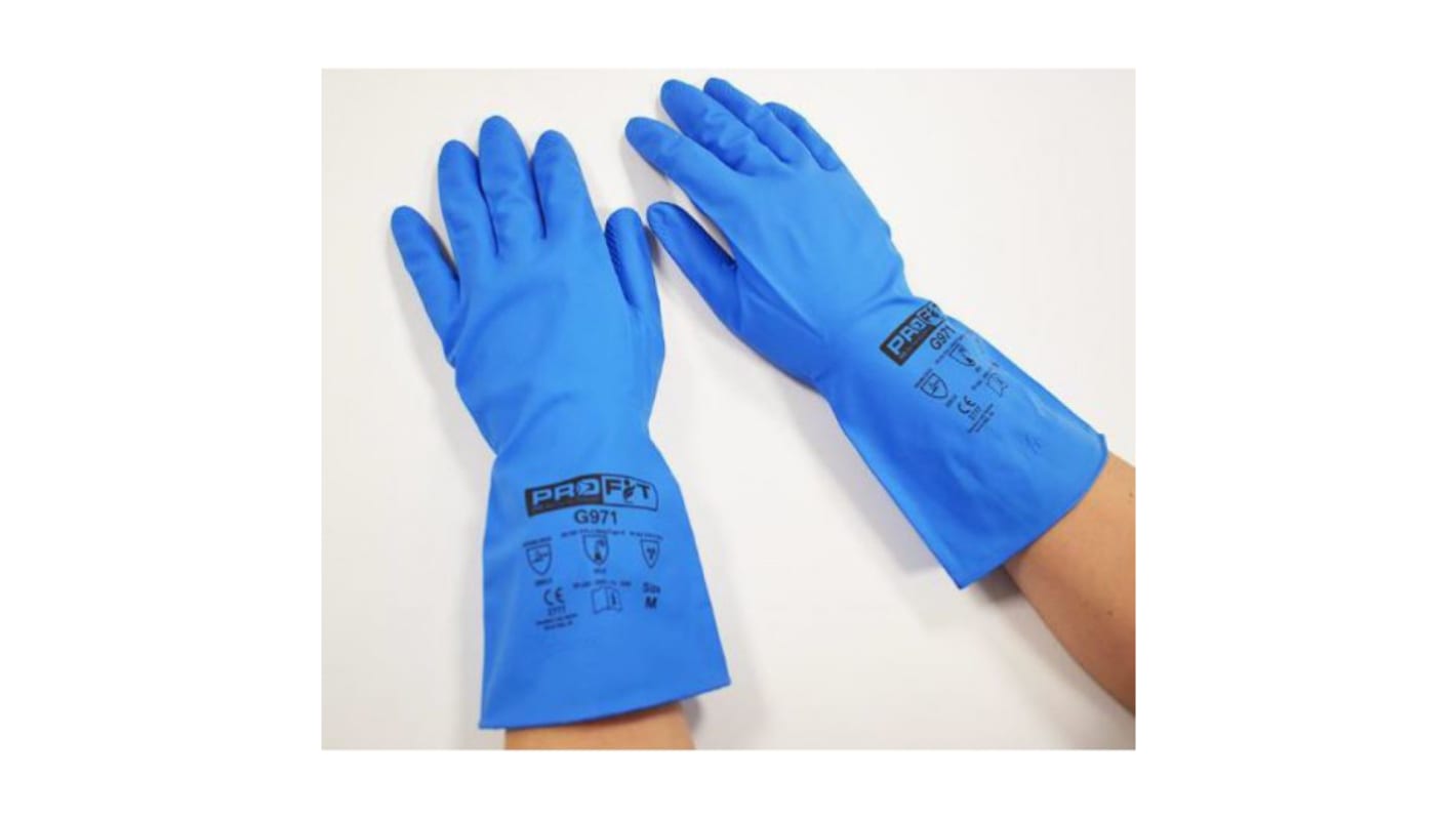 Pro Fit Blue Nitrile Abrasion Resistant, Chemical Resistant Gloves, Size 10