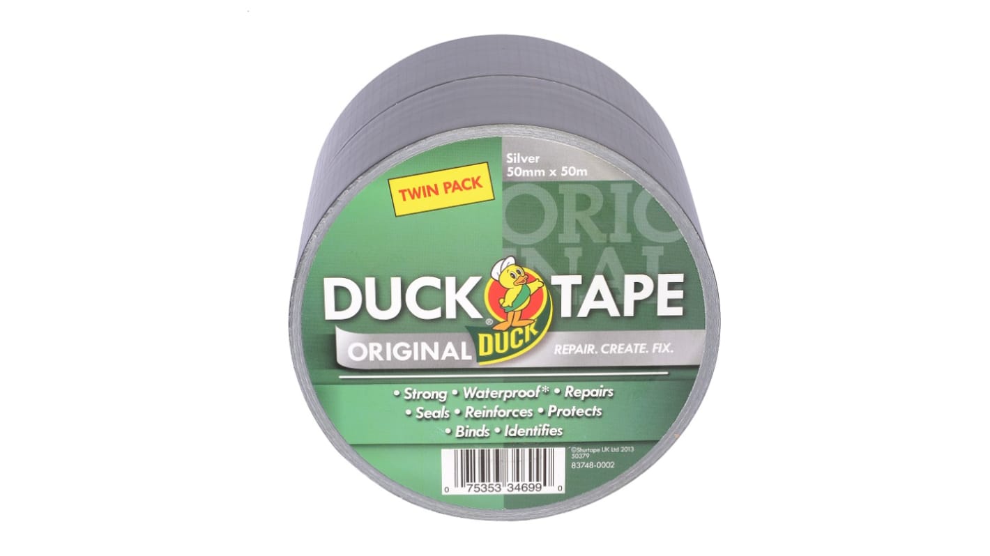 DUCK TAPE Duck Tape 211115 Duct Tape, 50m x 50mm, Silver, Gloss Finish