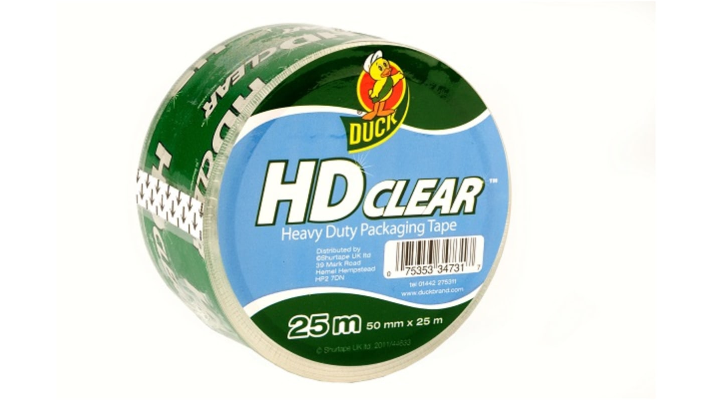 DUCK TAPE BOPP封箱胶带, 透明, 50mm宽 x 25m长, 222181