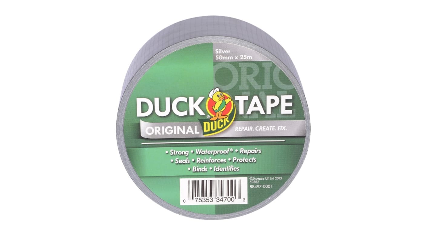 DUCK TAPE Duck Tape 222225 Duct Tape, 25m x 50mm, Silver, Gloss Finish