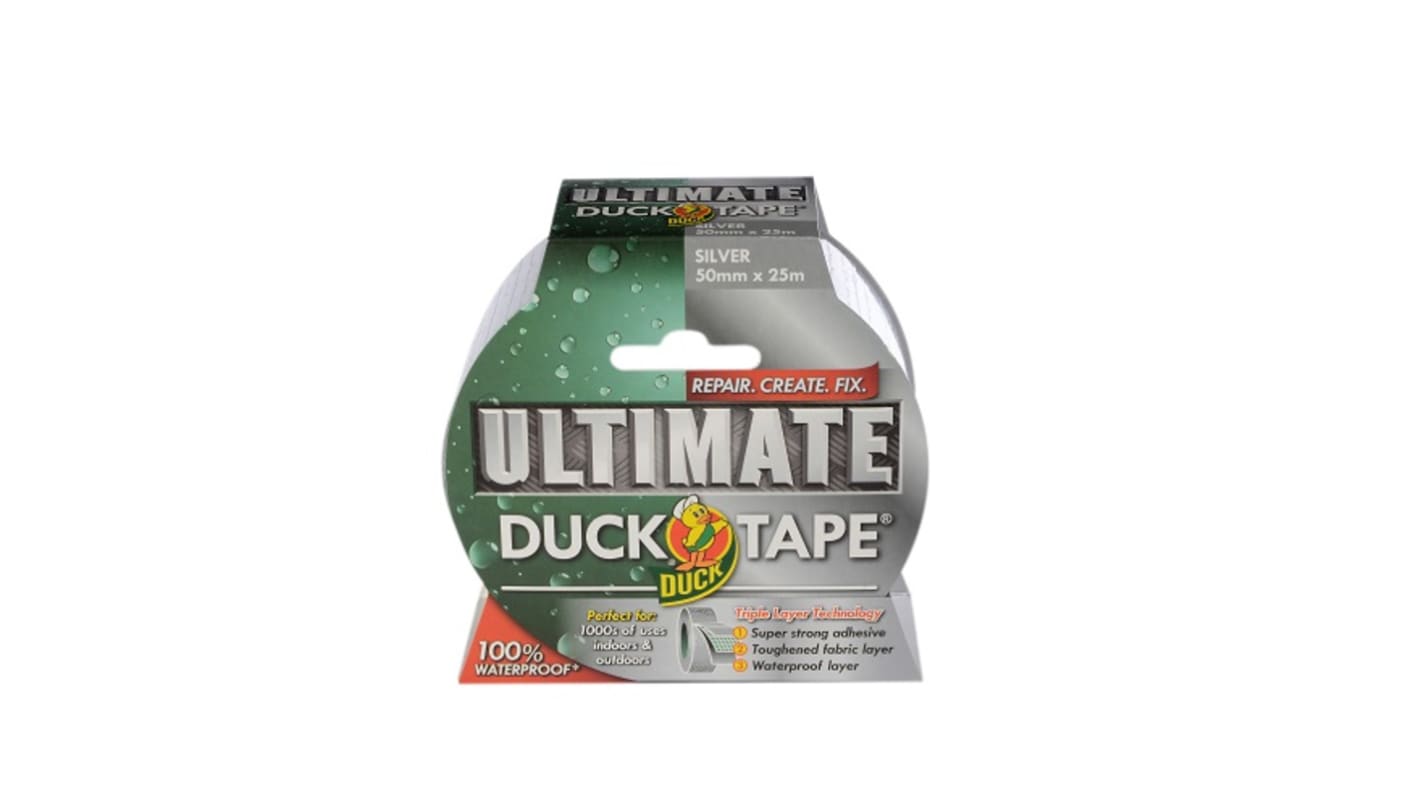 DUCK TAPE Duck Tape 232153 Duct Tape, 25m x 50mm, Silver, Gloss Finish