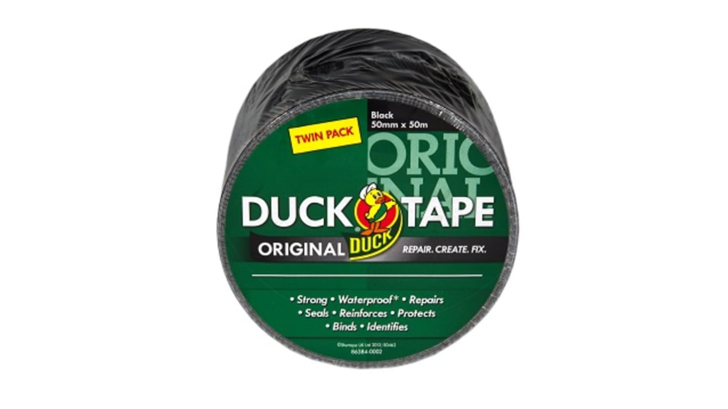 DUCK TAPE 黑色管道胶带, 50mm宽, 0.17mm厚, 232336