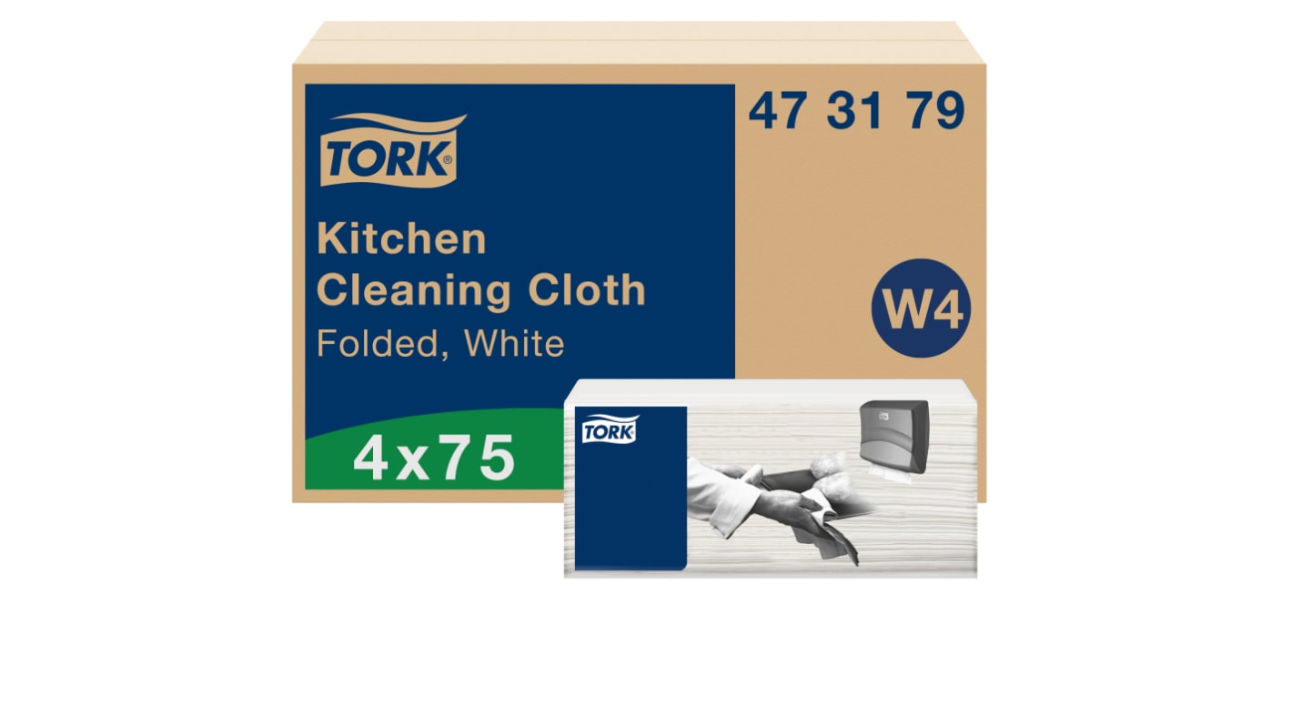 Tork White Non Woven Fabric Cloths for Kitchen, Plastic of 75, 41.5 x 35.5cm