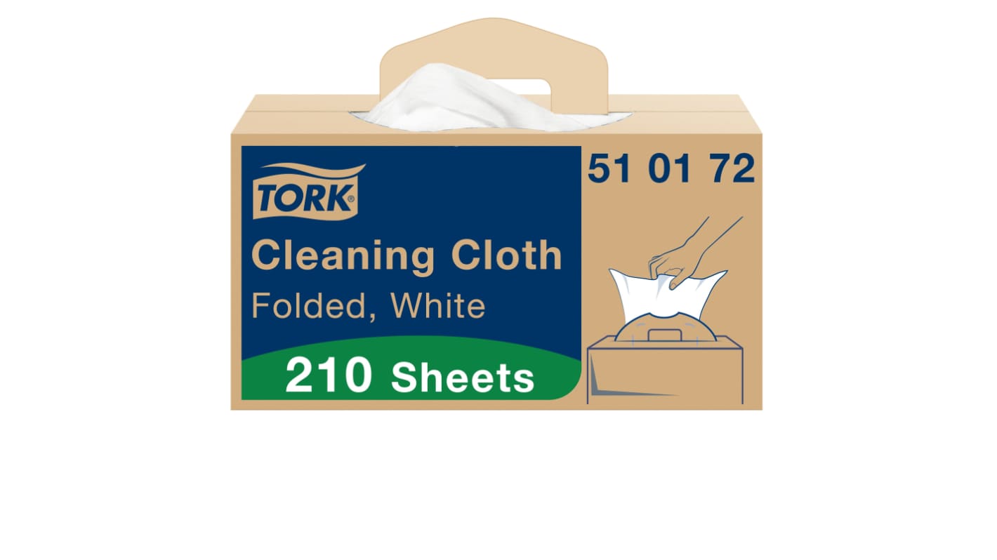 Tork White Non Woven Fabric Cloths for Multipurpose Cleaning, Box of 210, 41.5 x 35.5cm, Repeat Use