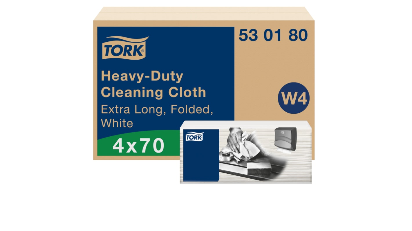 Tork White Non Woven Fabric Cloths for Industrial Cleaning, Dry Use, Box of 70, 61.5 x 35.5, Repeat Use