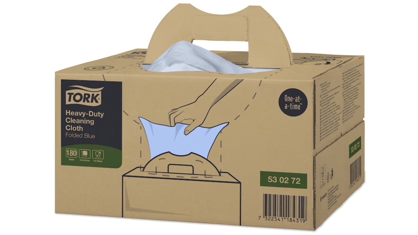 Tork Blue Non Woven Fabric Cloths for Heavy Duty Cleaning, Dry Use, Box of 180, 41.5 x 35.5, Repeat Use