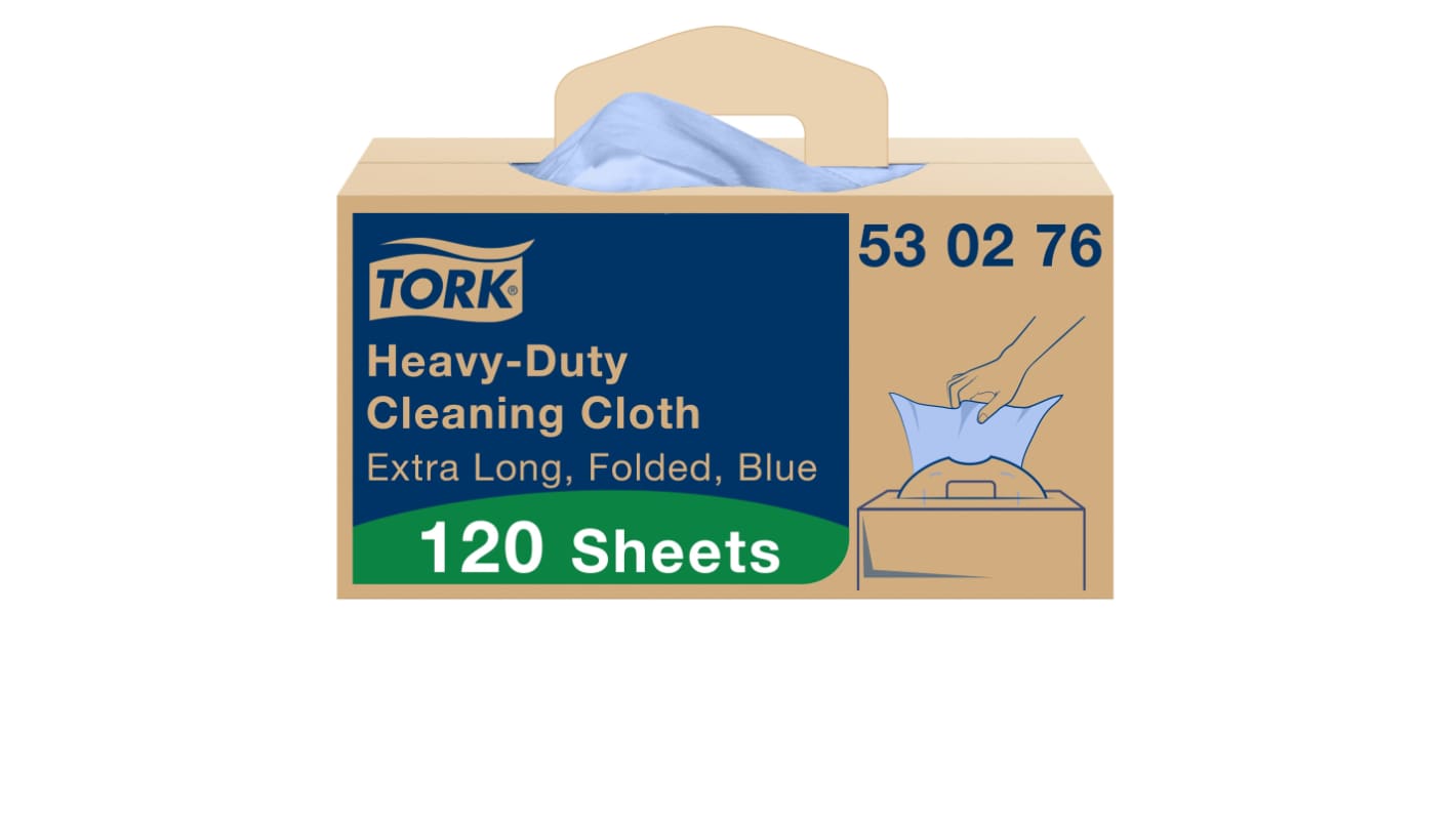 Tork Tork Lappen für Intensive Reinigungsarbeiten Vlies-Material Box 120 Stk. Blau, 61.5 x 35.5