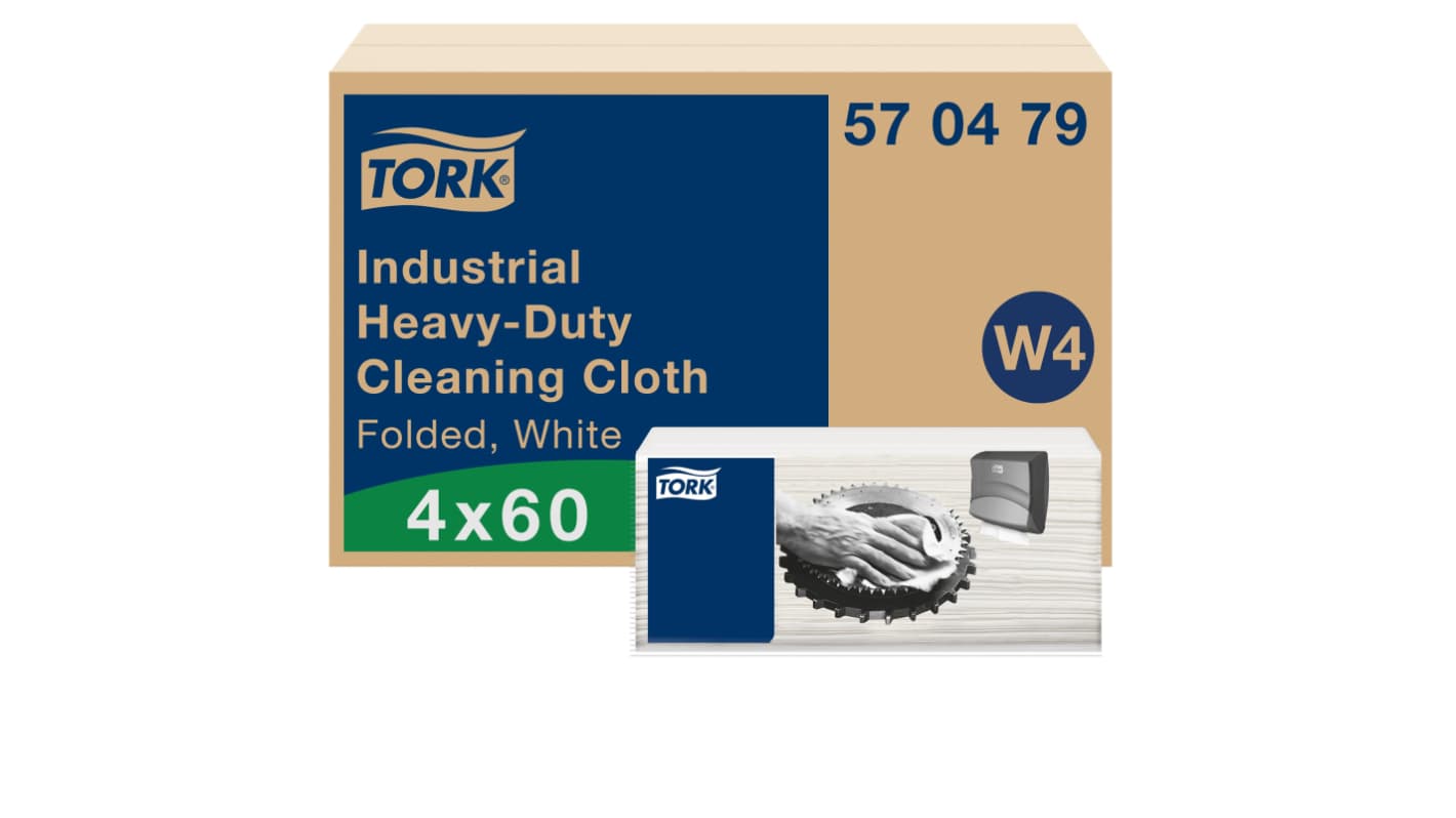 Tork White Non Woven Fabric Cloths for Multipurpose Cleaning, Box of 60, 41.5 x 35.5cm, Single Use