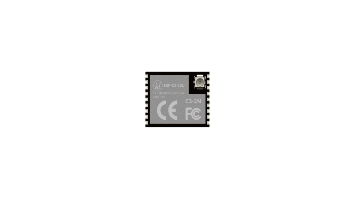RF Solutions, Wi-Fi modul, , Bluetooth Low Energy (BLE), WiFi, , ADC, GPIO, I2C, SPI, UART, ESP32-C3-13U