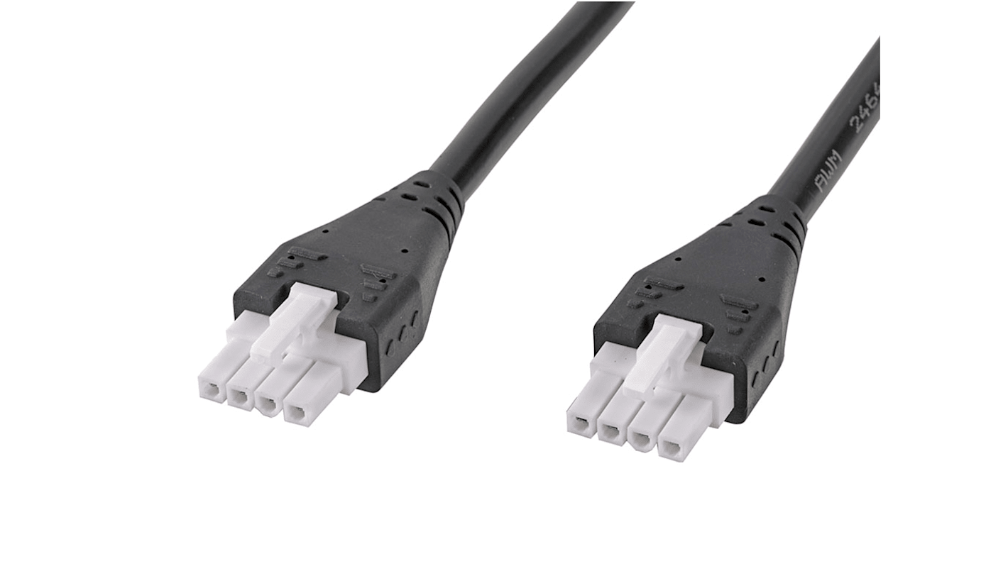 Molex 4 Way Female Mini-Fit Jr. to 4 Way Female Mini-Fit Jr. Wire to Board Cable, 2m