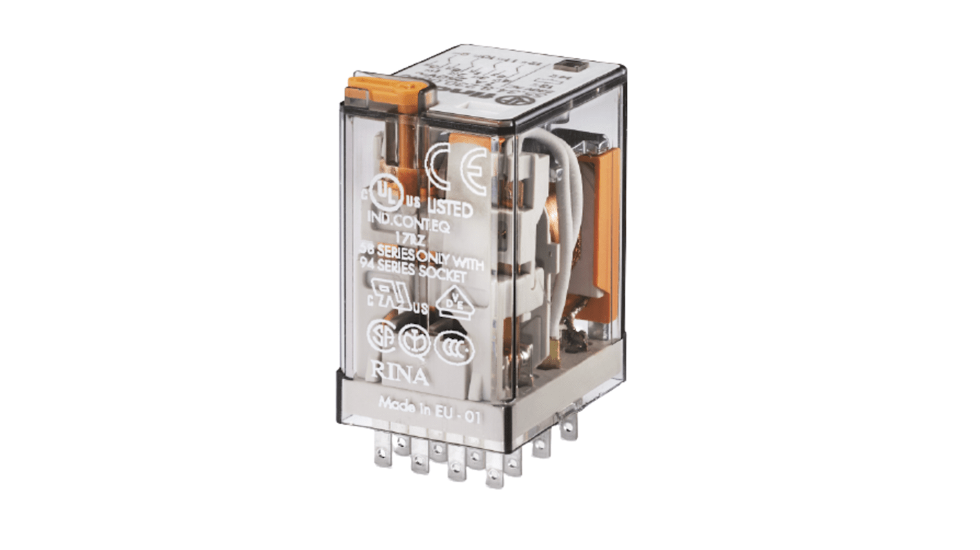Relais Finder 55, 4 RT, bobine 24V c.c. Enfichable 1W