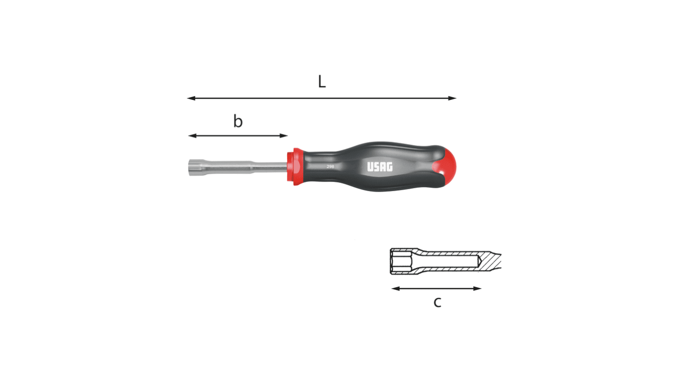 Cacciavite a bussola Giradadi esagonali Usag, punta da 20 mm, L. tot 188 mm