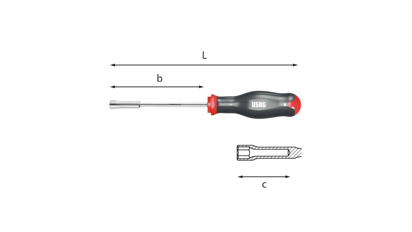 Cacciavite a bussola Giradadi esagonali Usag, punta da 20 mm, L. tot 240 mm