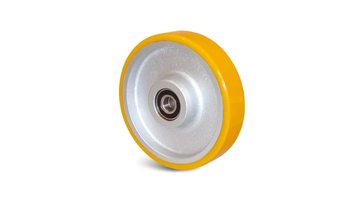 Rueda de carro Guitel Hervieu, 23-412-075R12, Poliuretano, Gris, Amarillo, 160kg
