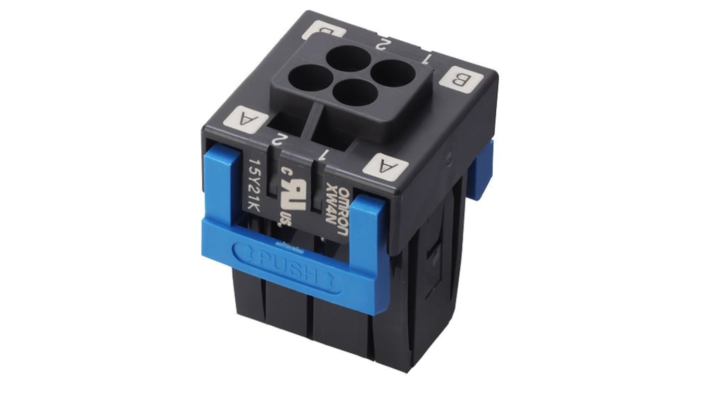 Omron, 3.5mm Pitch, 4 Way, Pluggable Terminal Block, Plug, Through Hole, XW4N-04D2-A