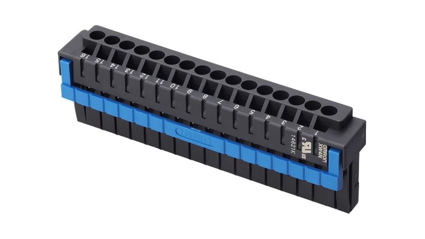 Omron, 3.5mm Pitch, 16 Way, Pluggable Terminal Block, Plug, Through Hole, XW4N-16D1-A