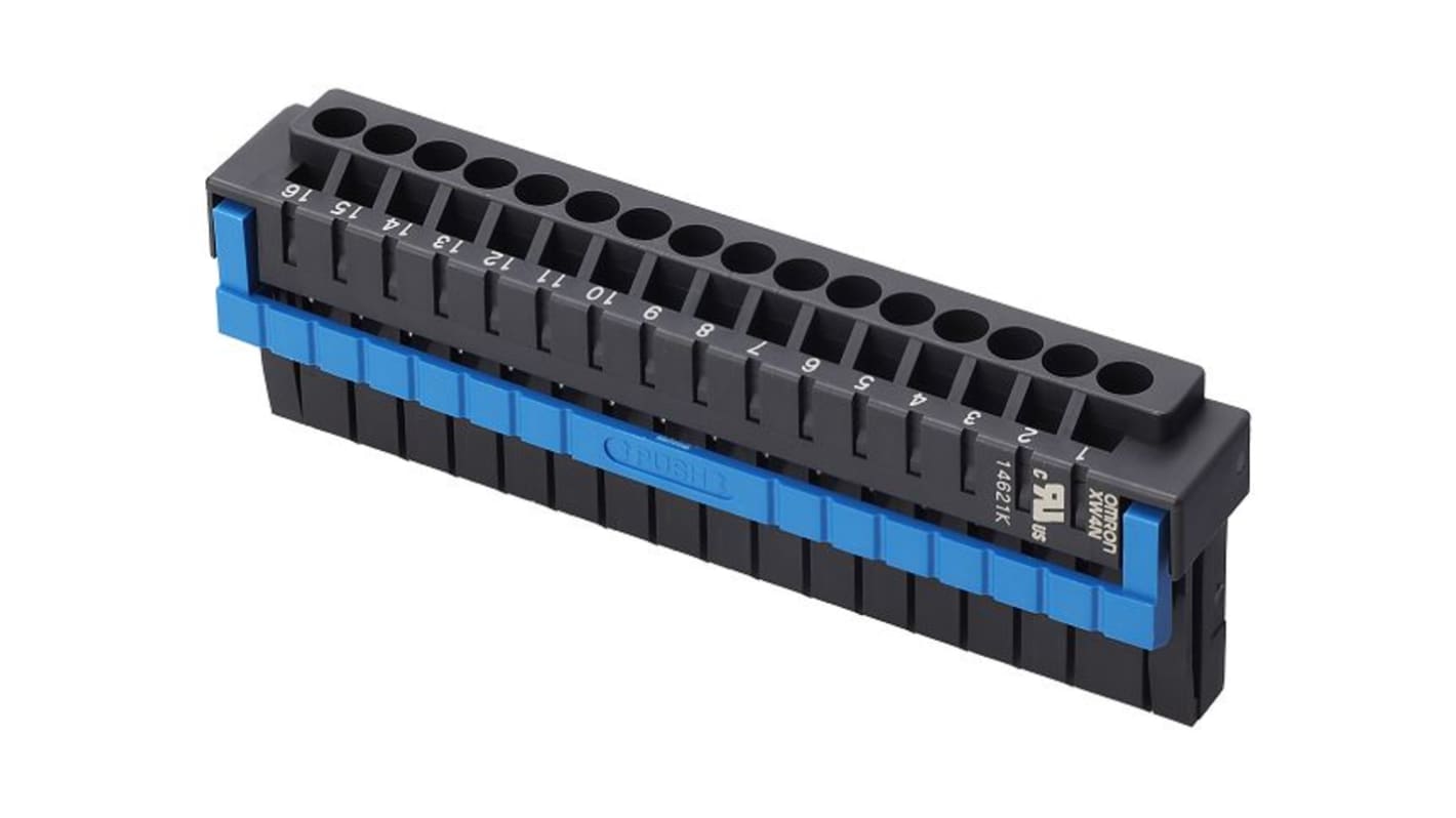 Omron, 3.5mm Pitch, 16 Way, Pluggable Terminal Block, Plug, Through Hole, XW4N-16D1-S