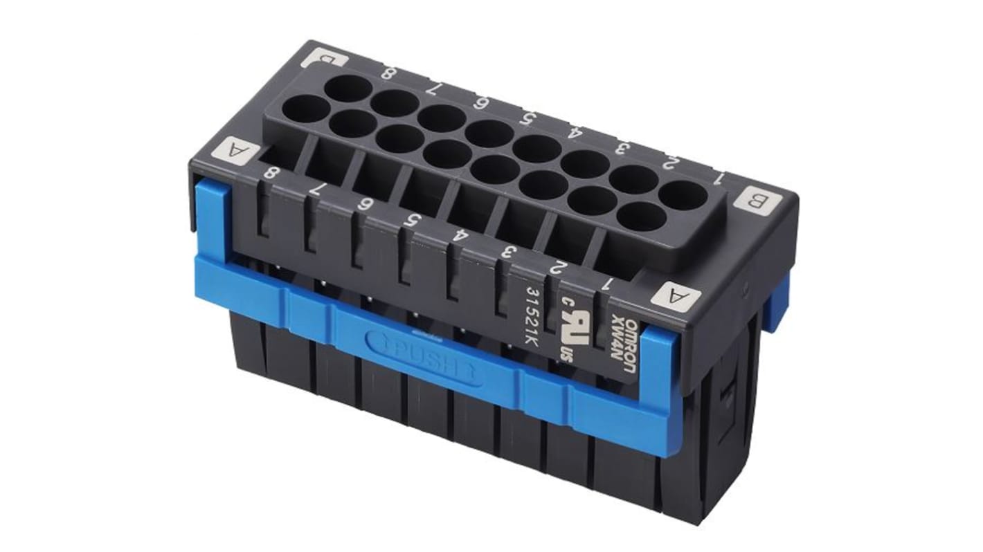 Omron, 3.5mm Pitch, 16 Way, Pluggable Terminal Block, Plug, Through Hole, XW4N-16D2-S