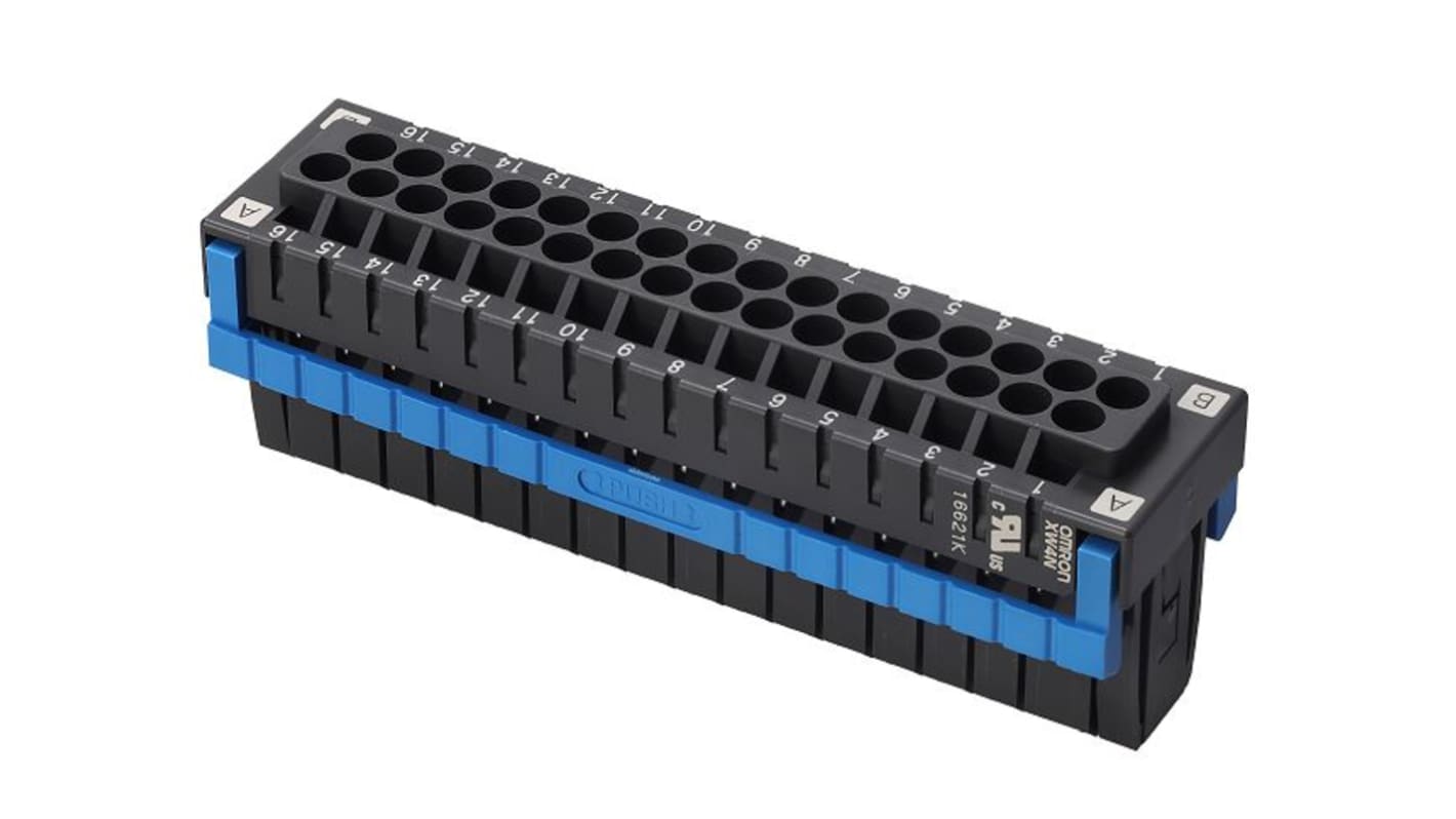 Omron, 3.5mm Pitch, 32 Way, Pluggable Terminal Block, Plug, Through Hole, XW4N-32D2-A