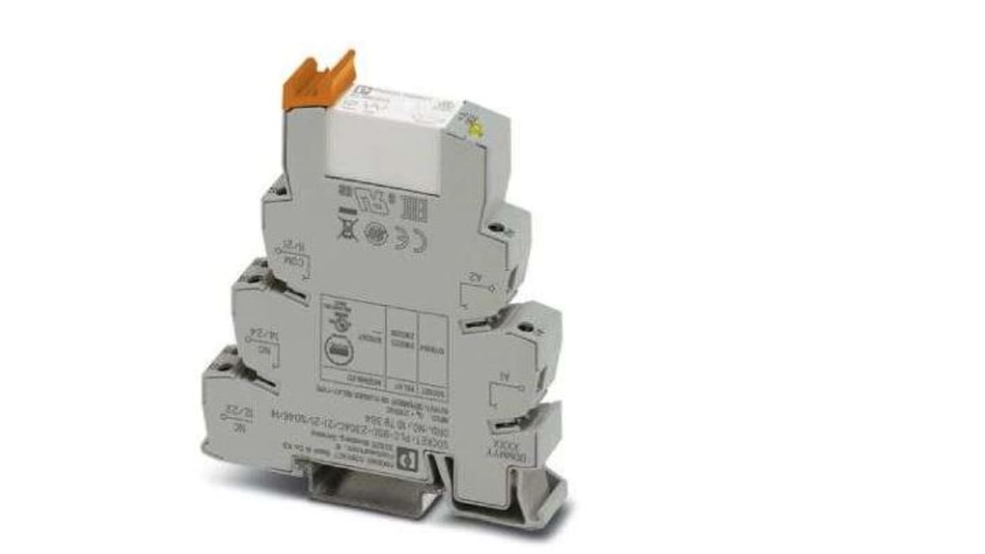 Modulo a relè Phoenix Contact serie PLC-RPT-230AC/21-21/SO46/HI, bobina 60V cc, Guida DIN, contatti DPDT