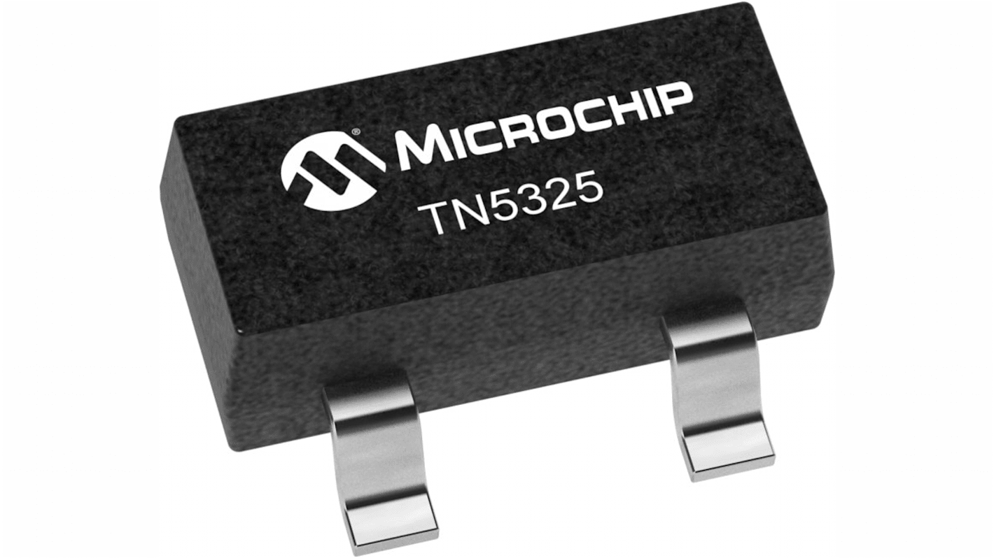 Microchip N沟道增强型MOS管, Vds=250 V, 150 mA, TO-92, 通孔安装, 3引脚, TN5325系列