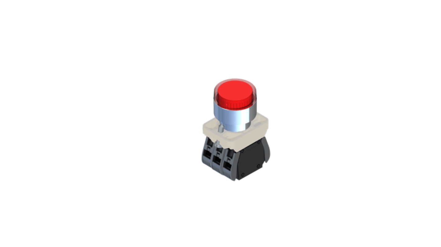 RS PRO Illuminated Push Button Complete Unit, 22.5mm Cutout, 1NO + 1NC