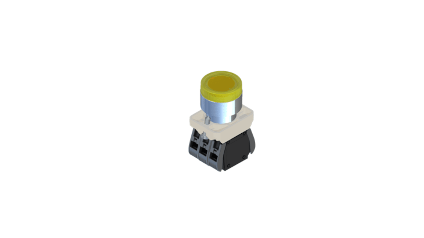 RS PRO Illuminated Push Button Complete Unit, 22.5mm Cutout, 1NO + 1NC