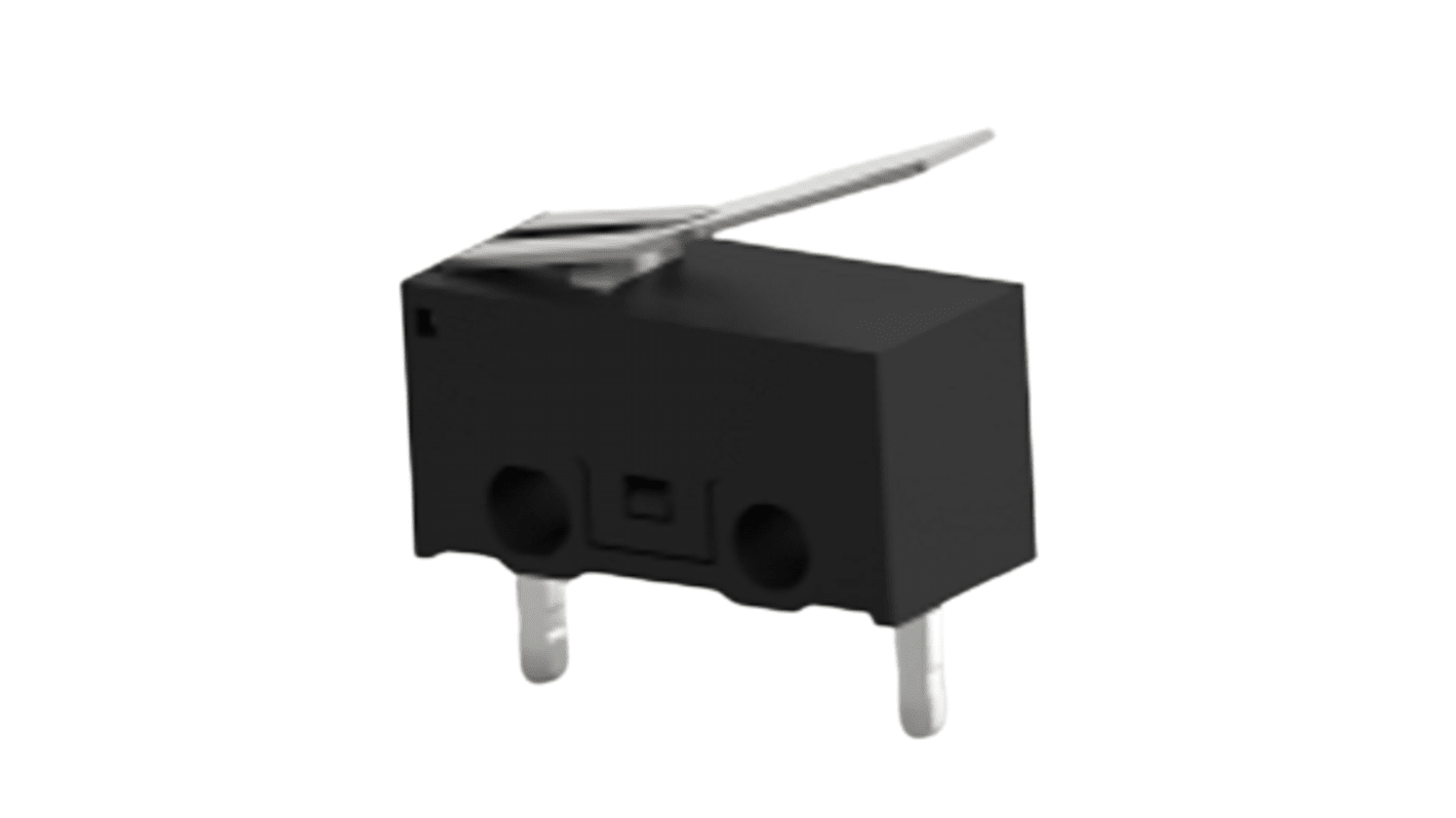 TE Connectivity Sprungkontakt-Mikroschalter Hebel-Betätiger PCB, 0,1 A bei 30 V DC, Einpoliger Ein/Aus-Schalter (SPST)