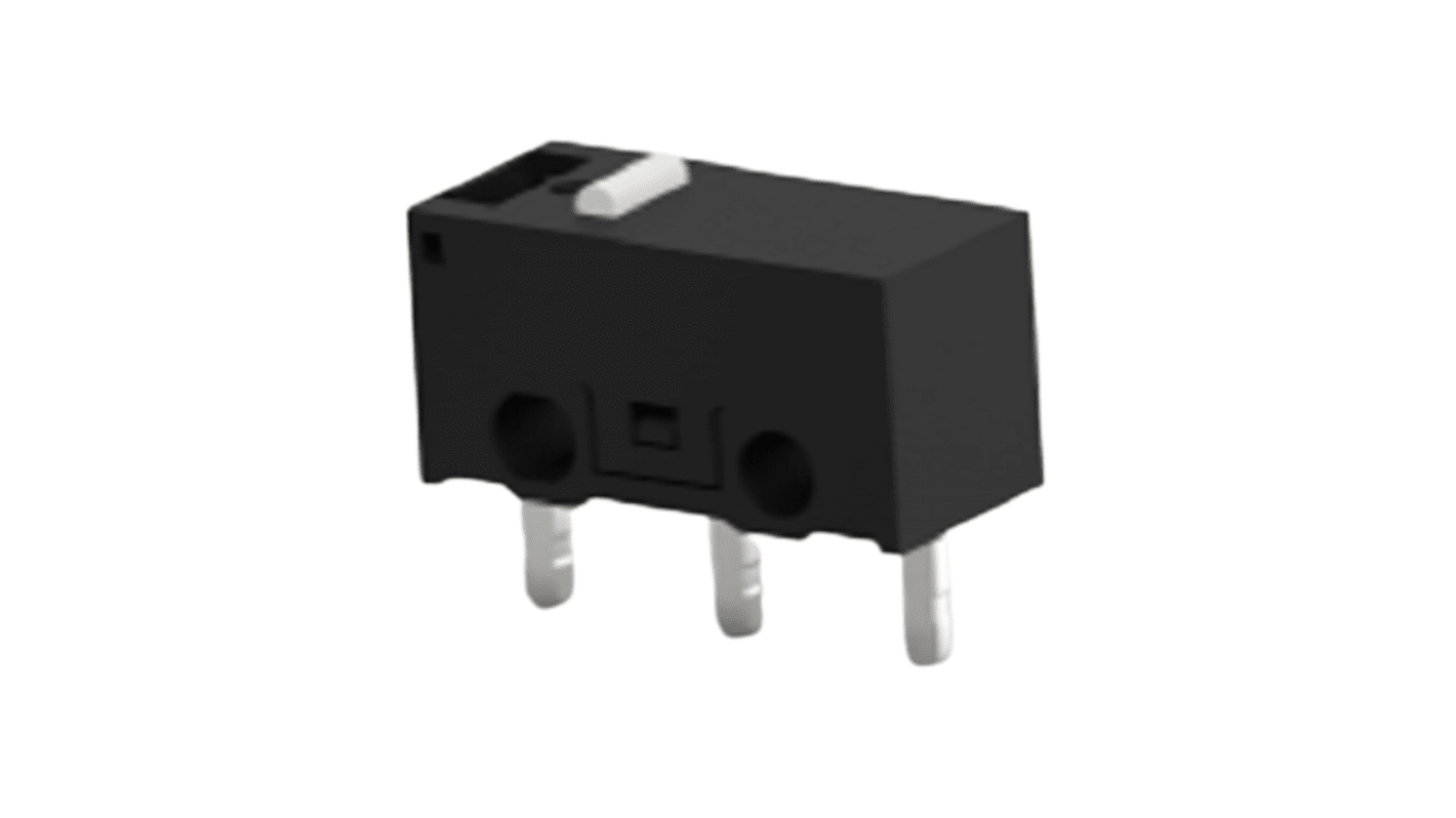 TE Connectivity 销柱塞咬接式微型开关, 单刀双掷, 30 V 直流时 0.1 A触点, PCB端