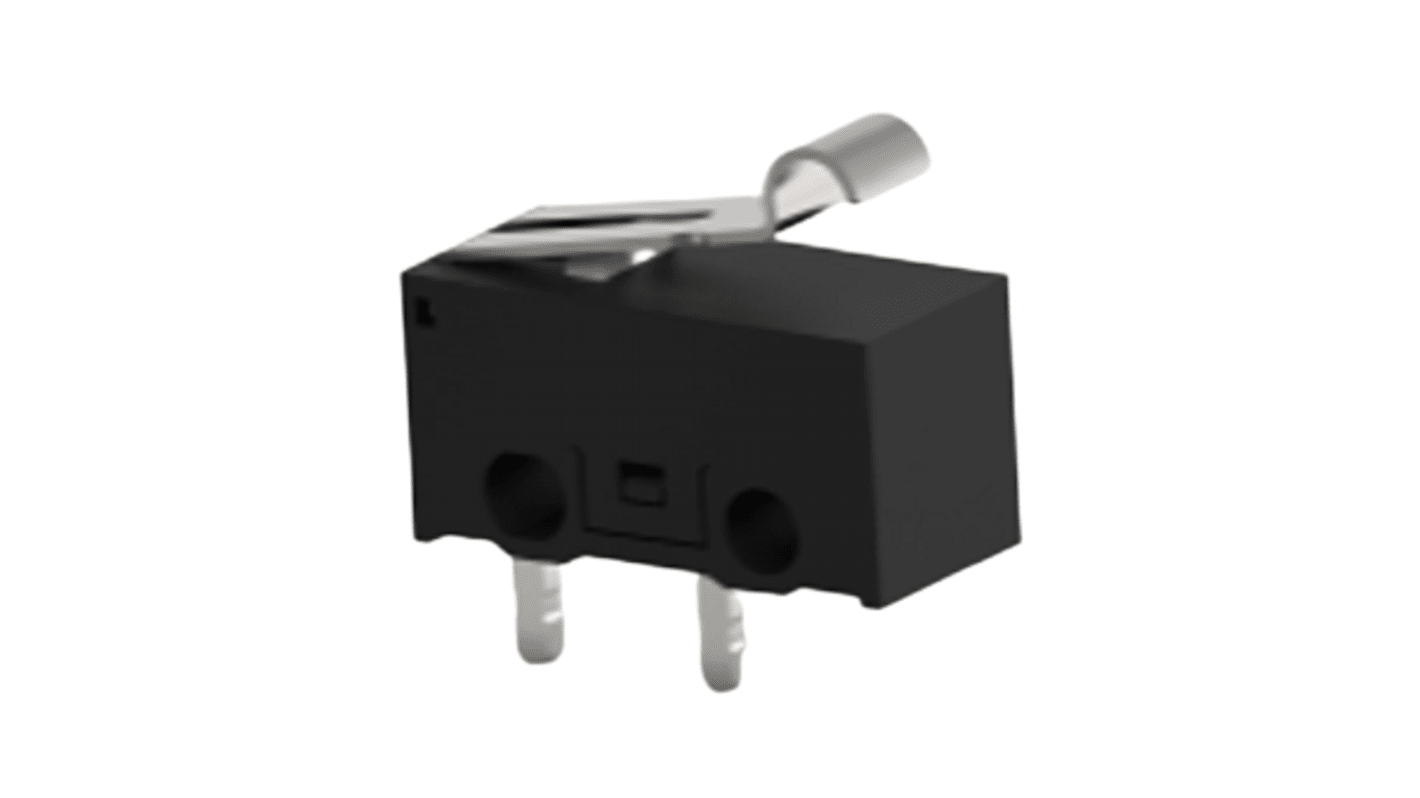 TE Connectivity Lever Snap Action Micro Switch, PCB Terminal, 0.1A at 30VDC, SPST