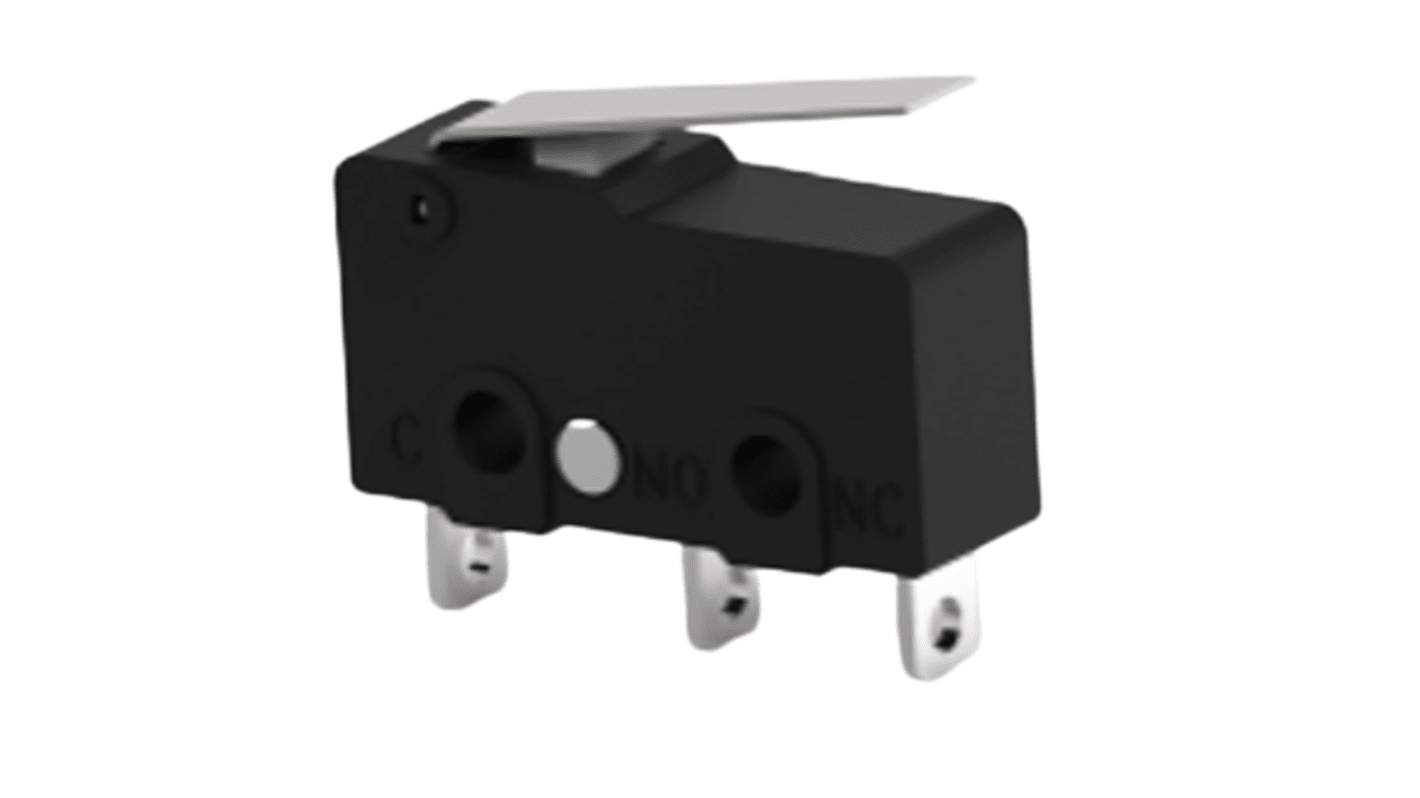 TE Connectivity Lever Snap Action Micro Switch, Solder Terminal, 3A at 30VDC, 3A at 250VAC, 5A at 125VAC, SPDT