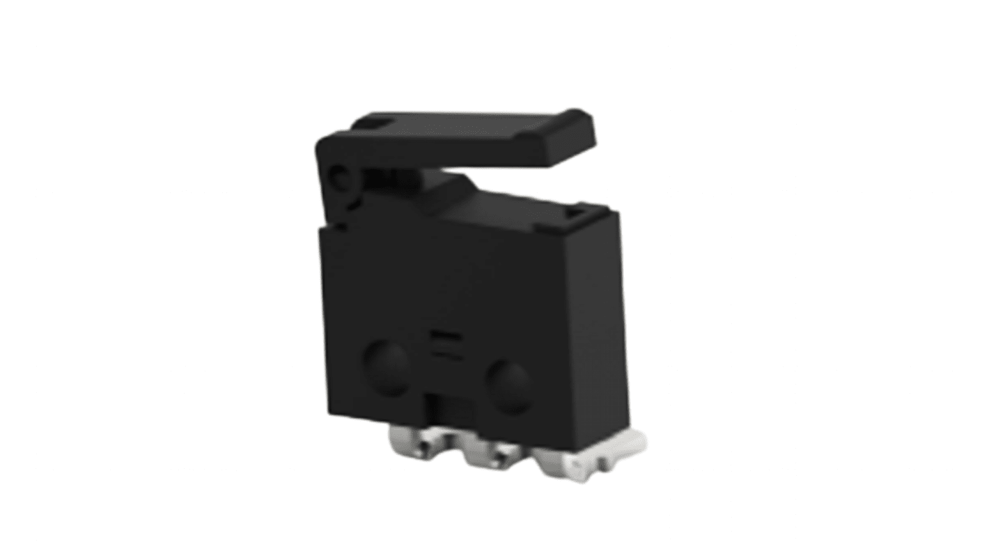 TE Connectivity Lever Snap Action Micro Switch, Right Angle PCB Terminal, 0.5A at 30VDC, SPDT